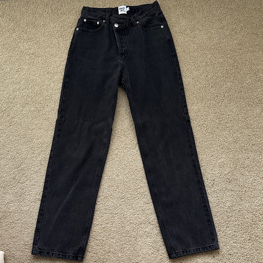 Princess Polly Criss Cross Waist Black Jeans